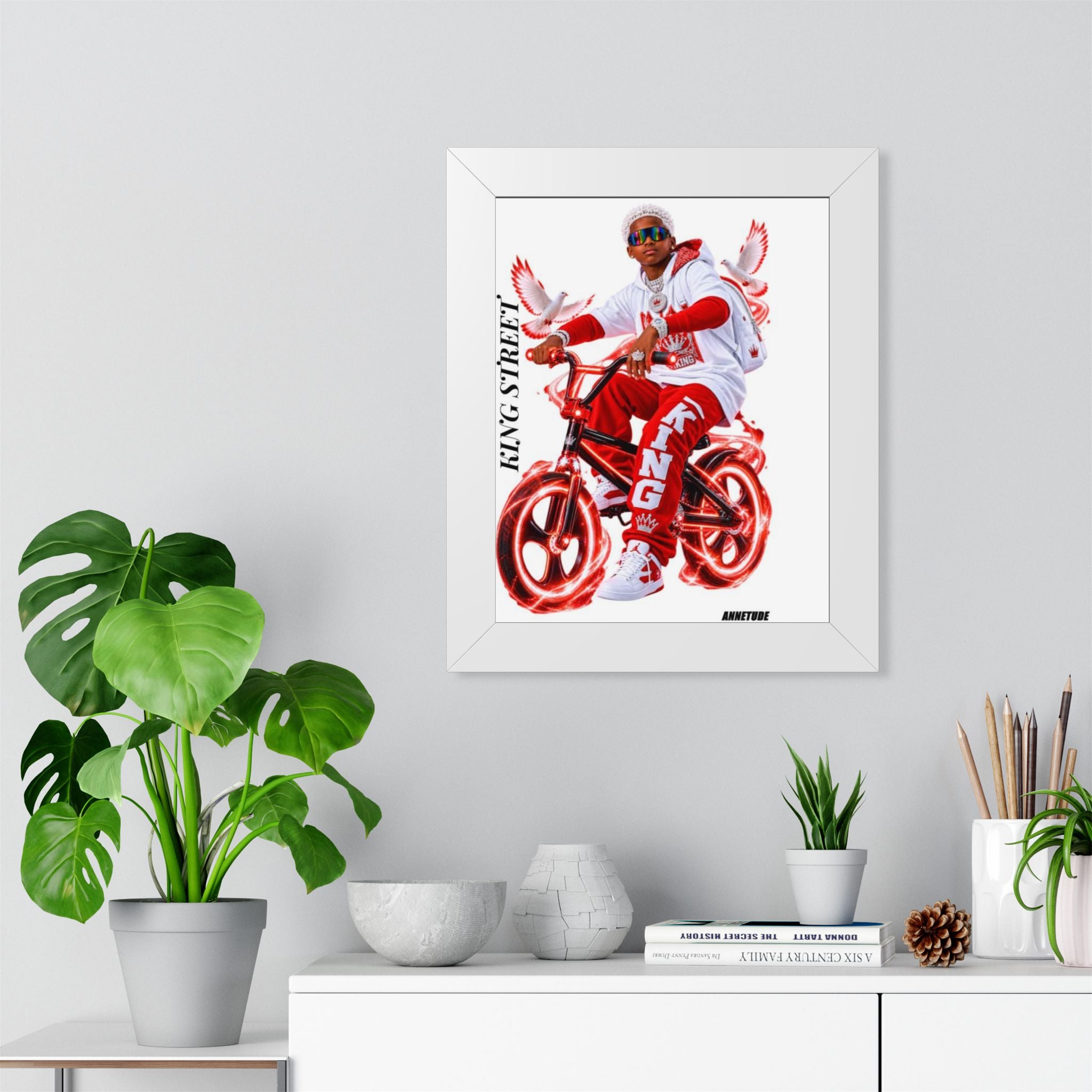 Framed Poster — 'King Street' Red BMX Urban Art Print