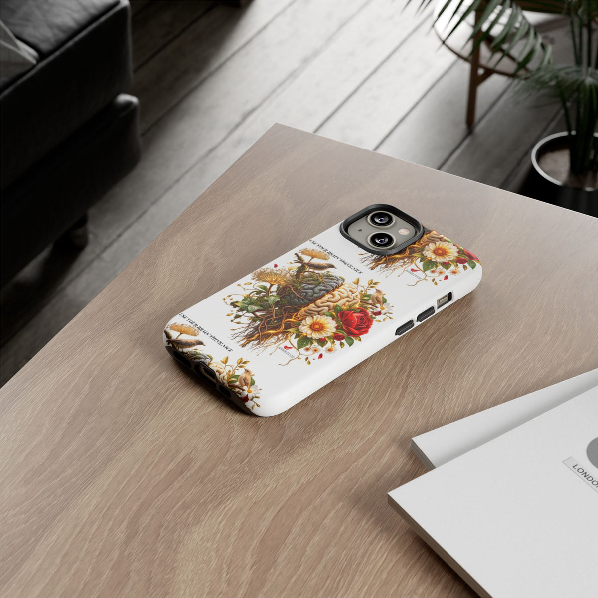 Phone Case — Floral Brain Illustration Protective Cover