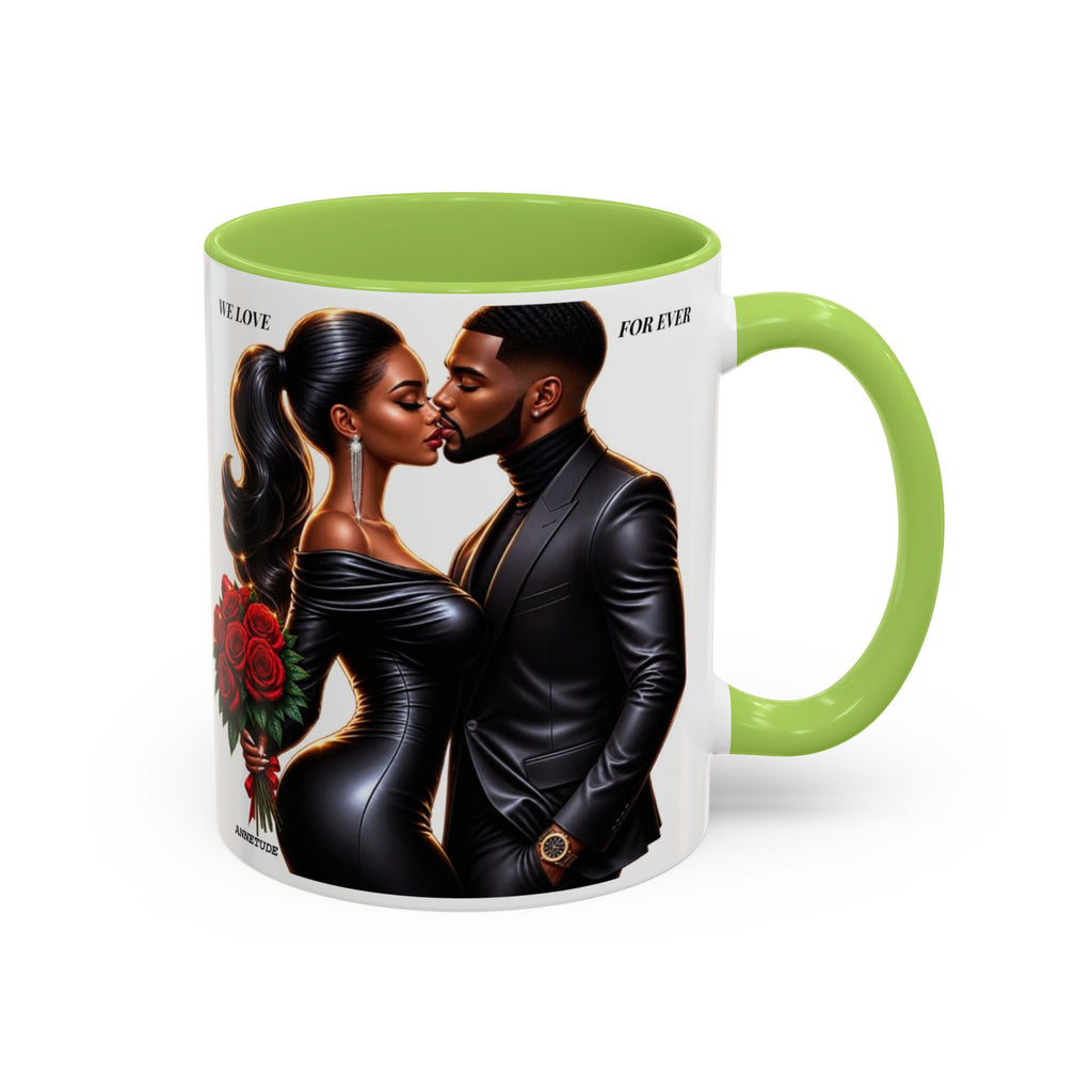 Romantic Black Couple Accent Coffee Mug - 'We Love Forever' 11/15oz