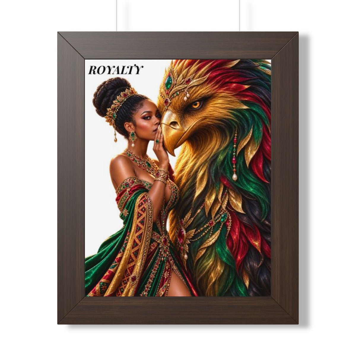 Framed Poster — "Royalty" African Queen with Mythic Golden Eagle Art Print