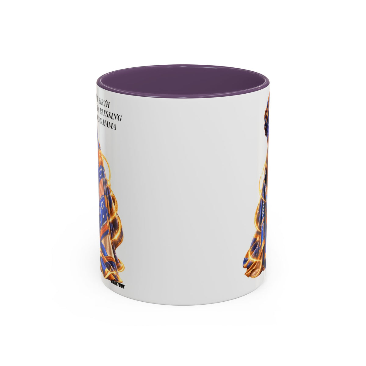 Mama & Baby Accent Coffee Mug — "Give Birth, It’s a Blessing, Young Mama"