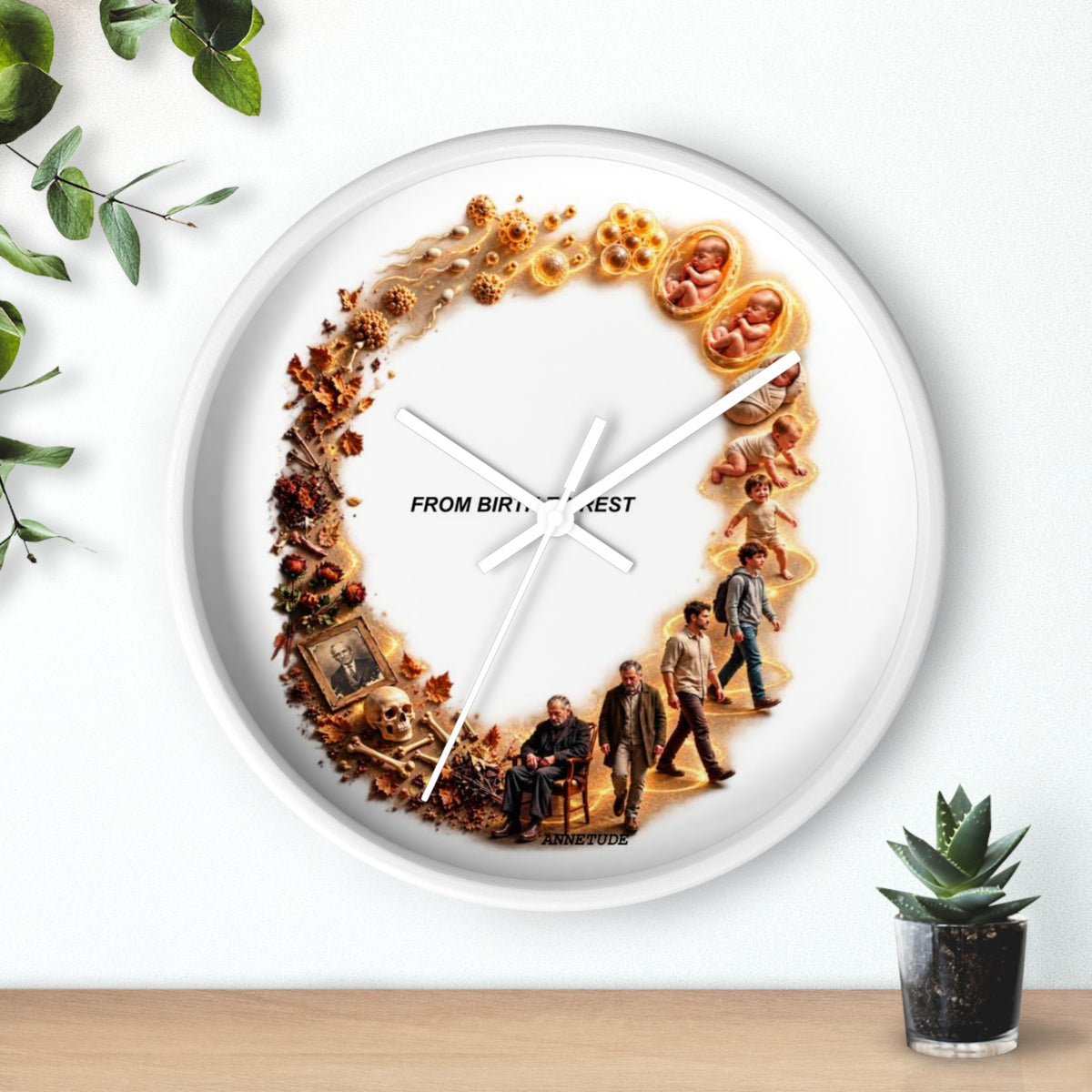 Wall Clock — 'From Birth to Rest' Time Cycle Decorative Clock