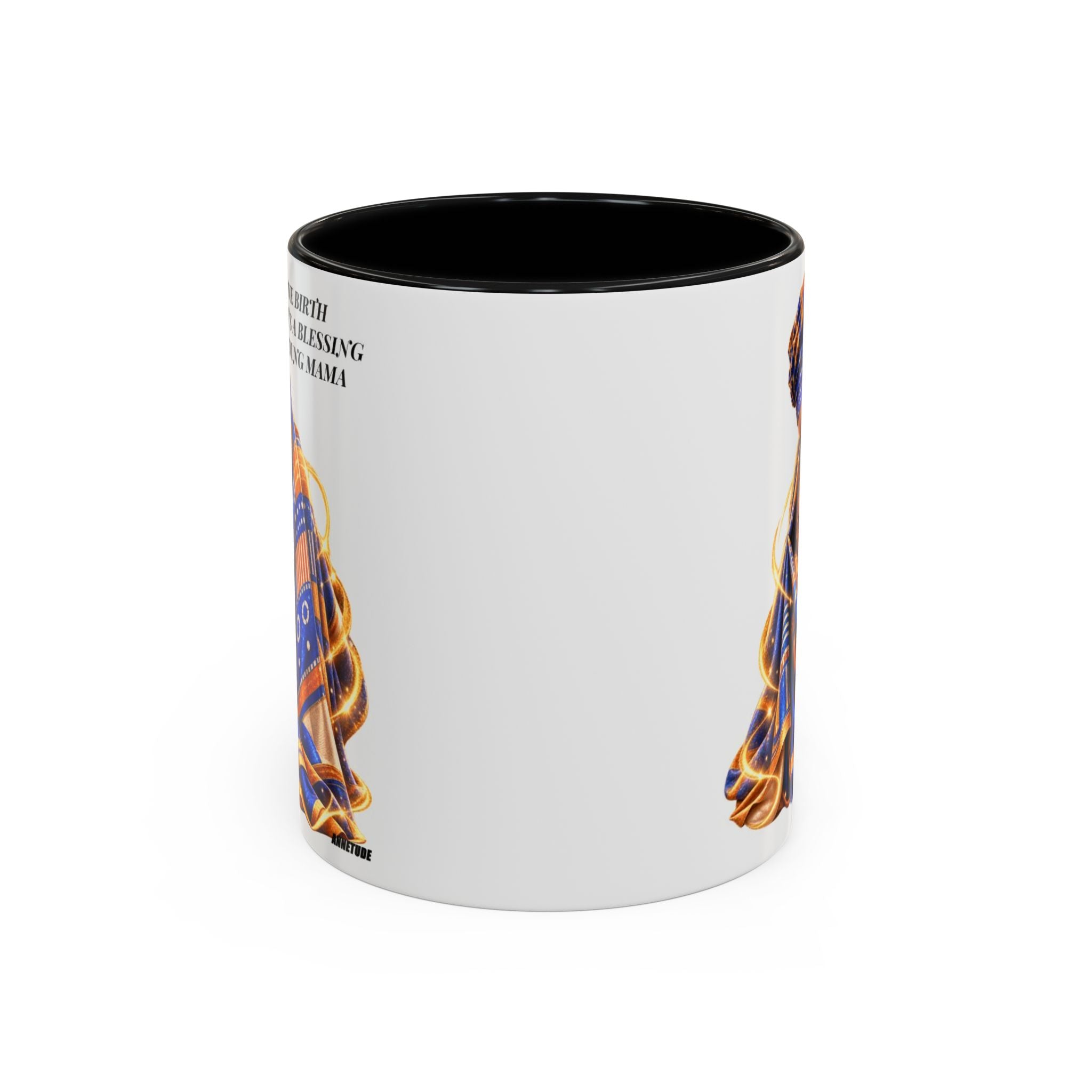 Mama & Baby Accent Coffee Mug — "Give Birth, It’s a Blessing, Young Mama"
