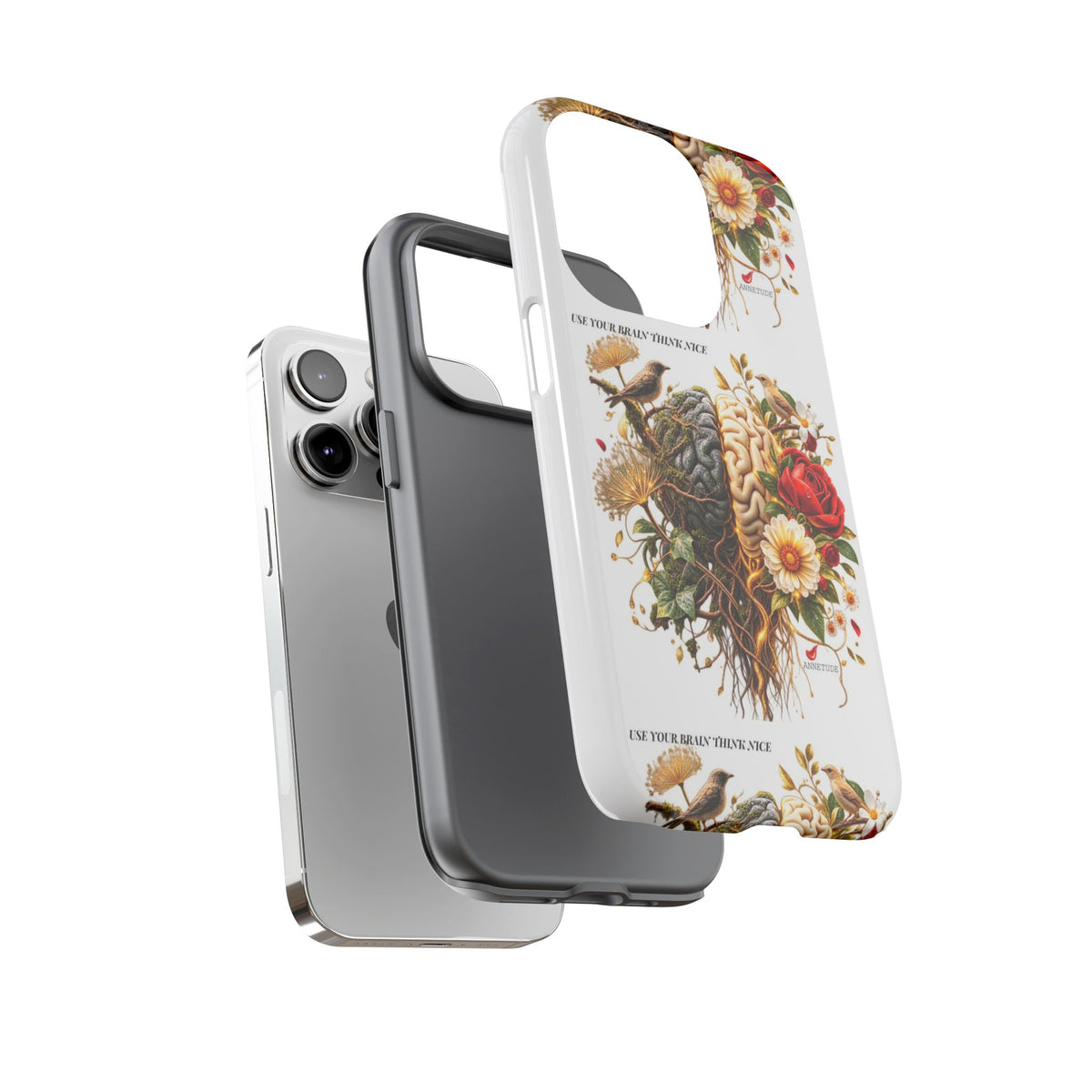 Phone Case — Floral Brain Illustration Protective Cover