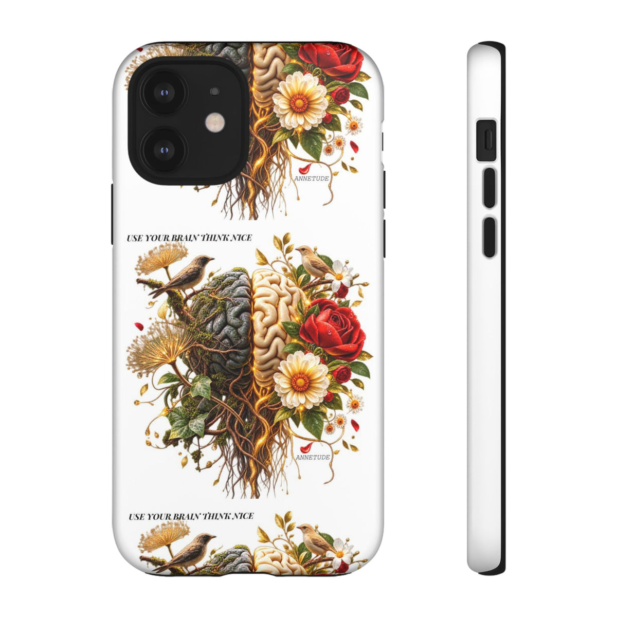 Phone Case — Floral Brain Illustration Protective Cover