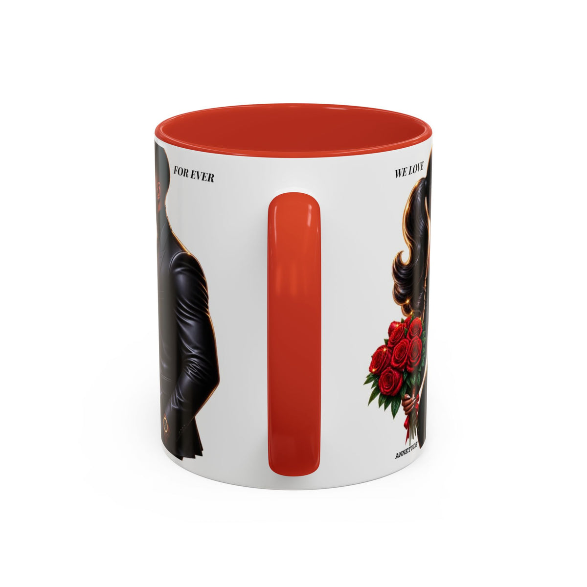 Romantic Black Couple Accent Coffee Mug - 'We Love Forever' 11/15oz