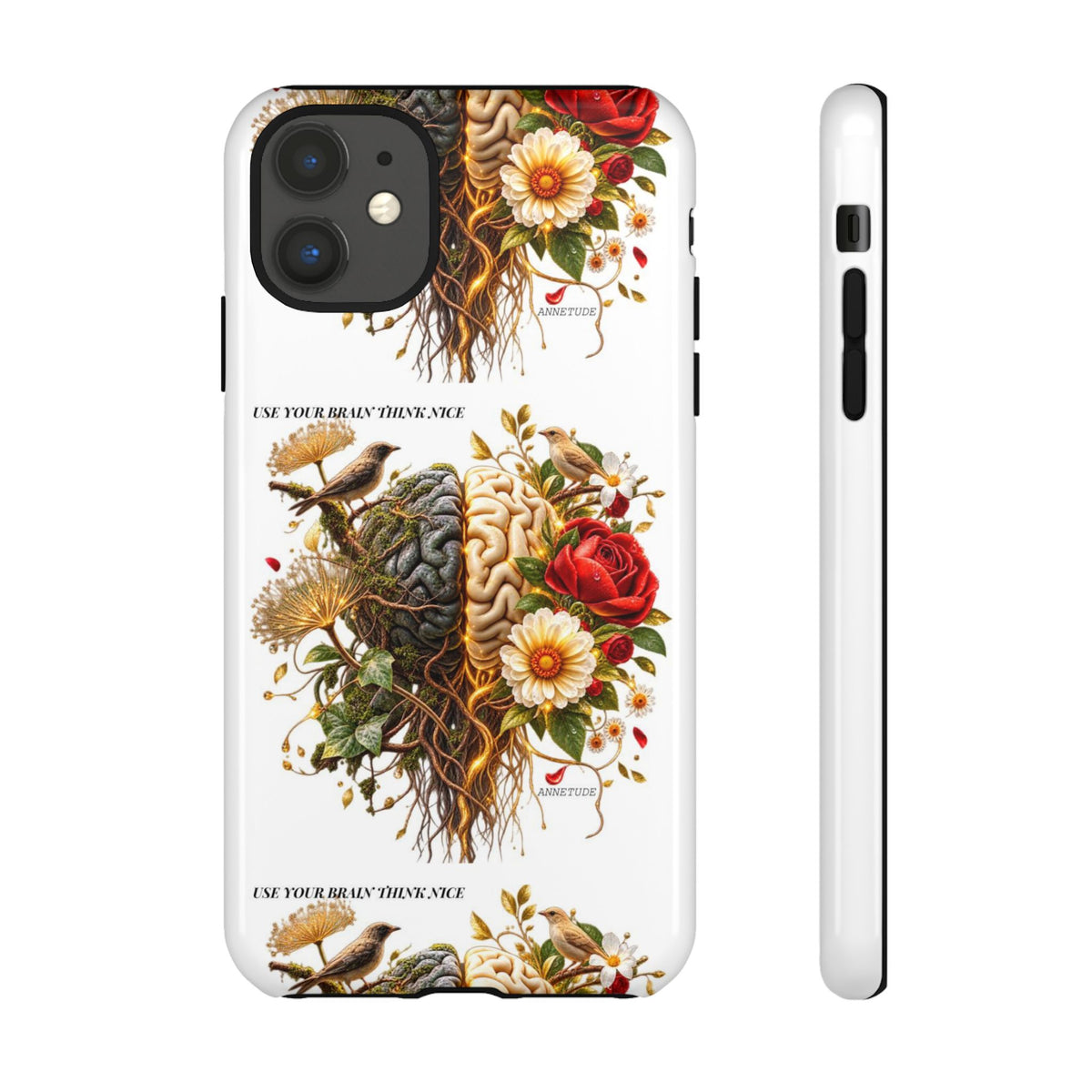 Phone Case — Floral Brain Illustration Protective Cover