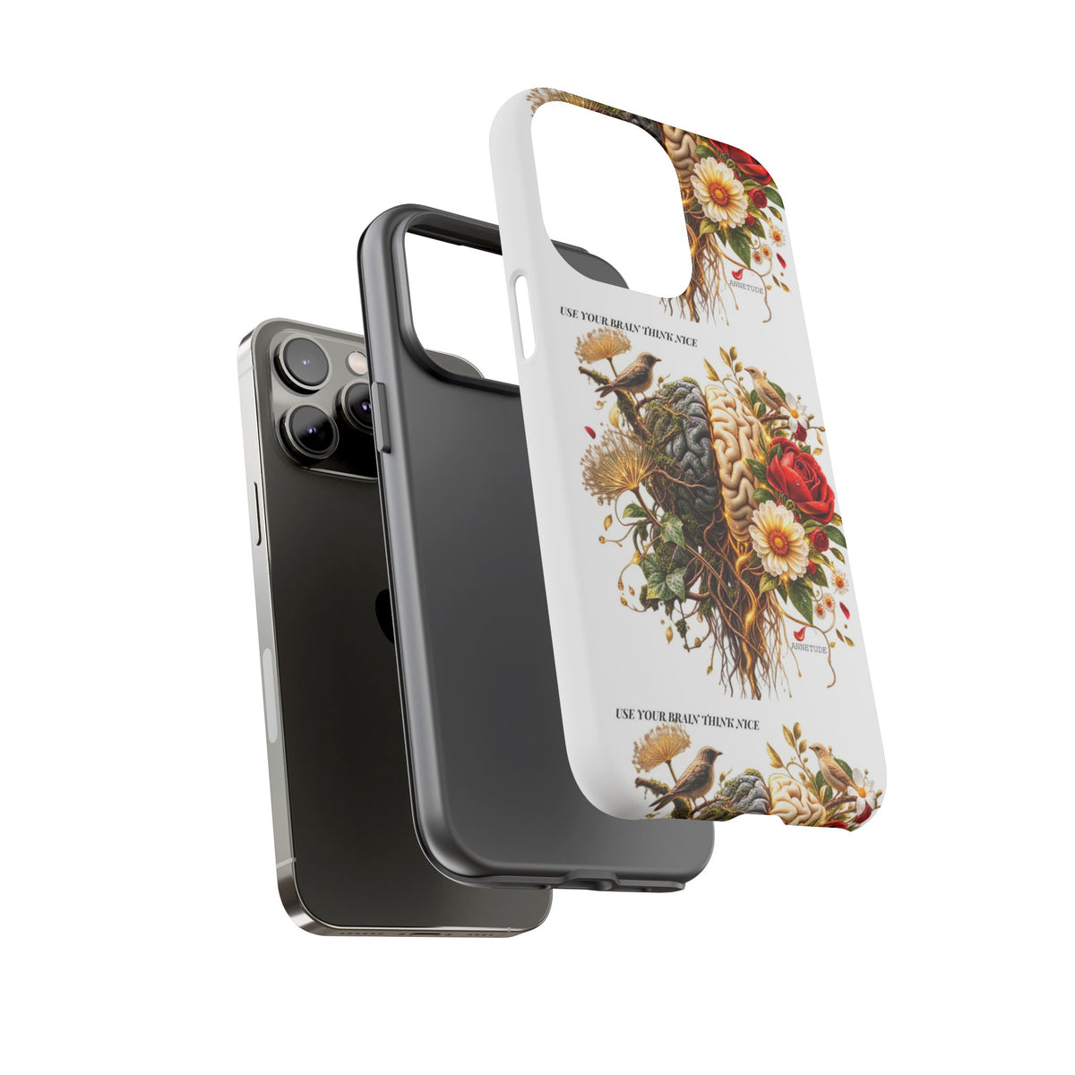 Phone Case — Floral Brain Illustration Protective Cover