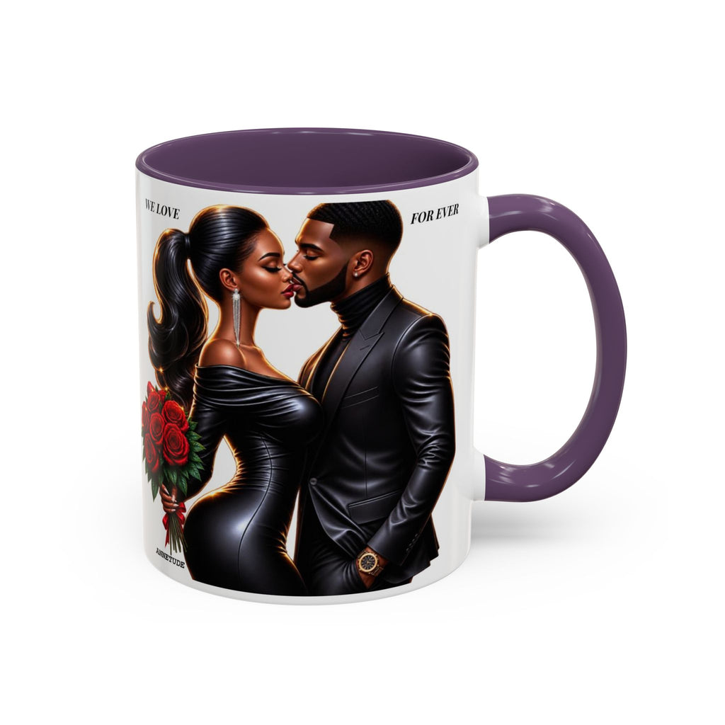 Romantic Black Couple Accent Coffee Mug - 'We Love Forever' 11/15oz
