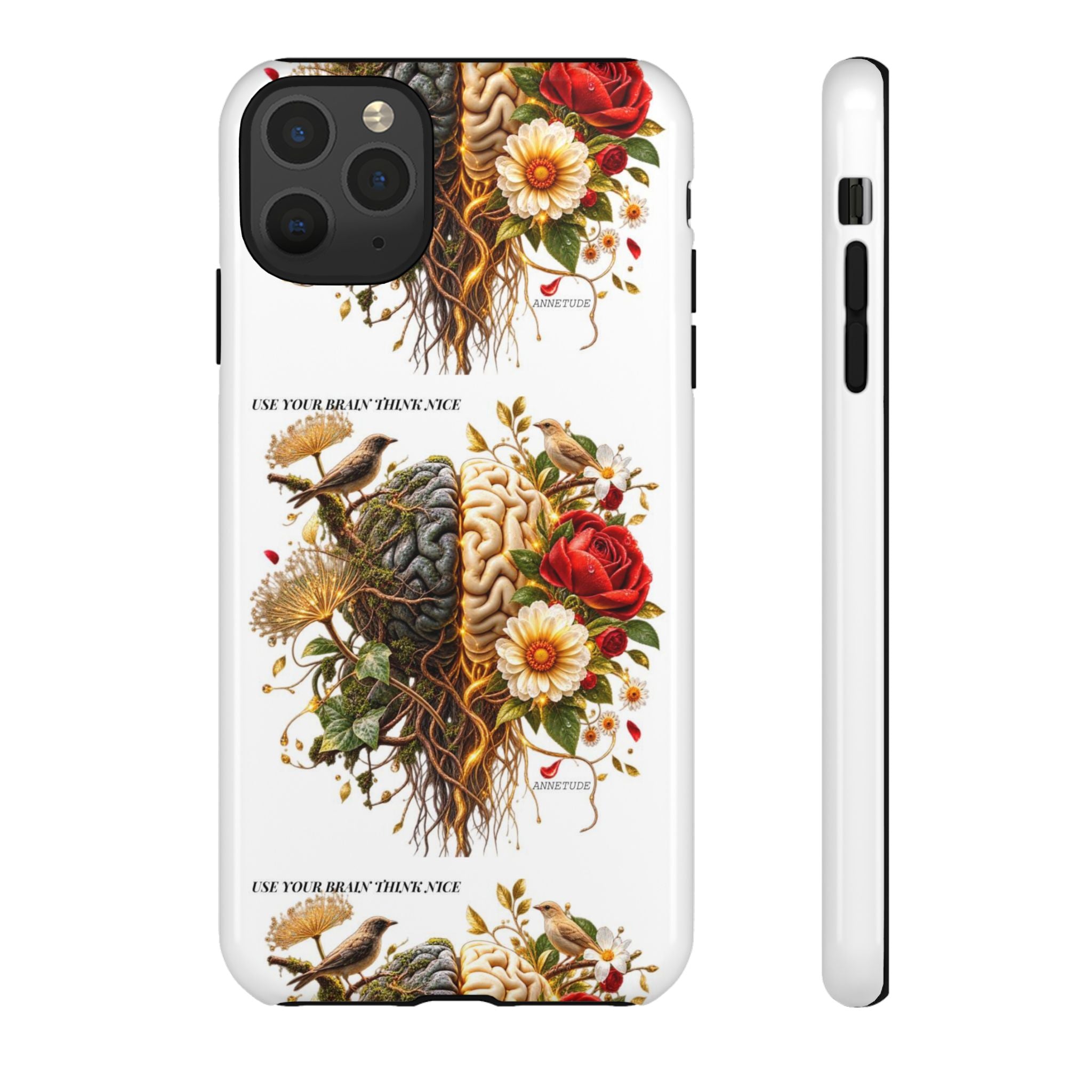 Phone Case — Floral Brain Illustration Protective Cover
